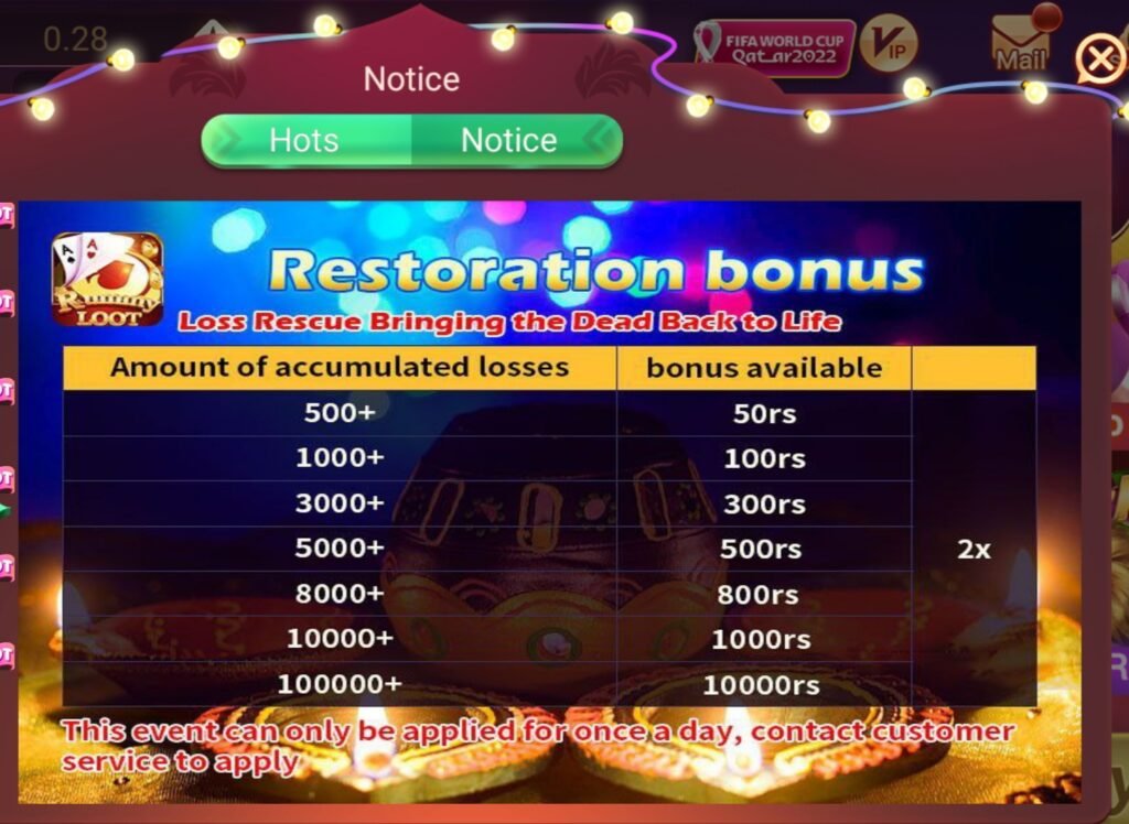 Rummy Loot Restoration Bonus