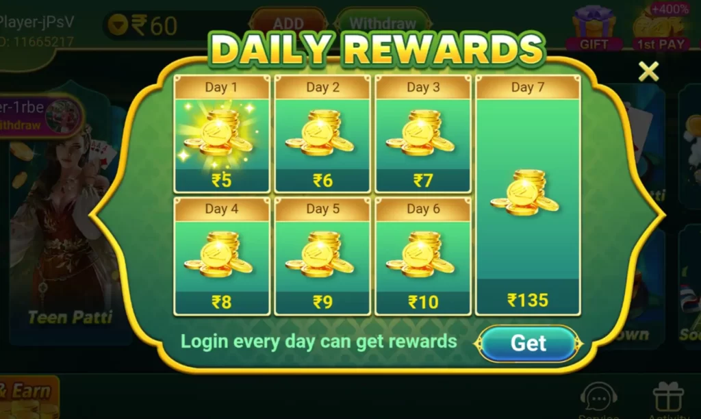 Teen Patti Epic App 7 Day Reward